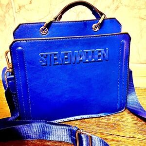Steve Madden Blue Messenger Bag with Glossy Finish